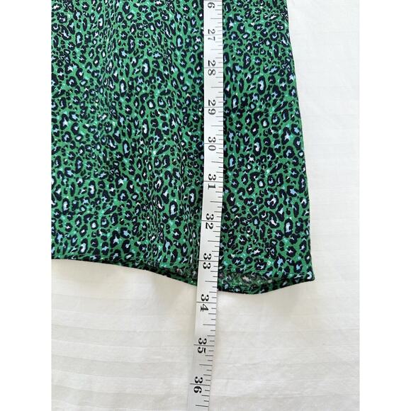 Sanctuary Micro Leopard Printed Wrap Mini Green Dress Party Cocktail NWT Size 4 - Picture 9 of 12